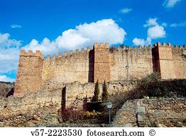 City walls buitrago del lozoya madrid province spain Stock Photo.