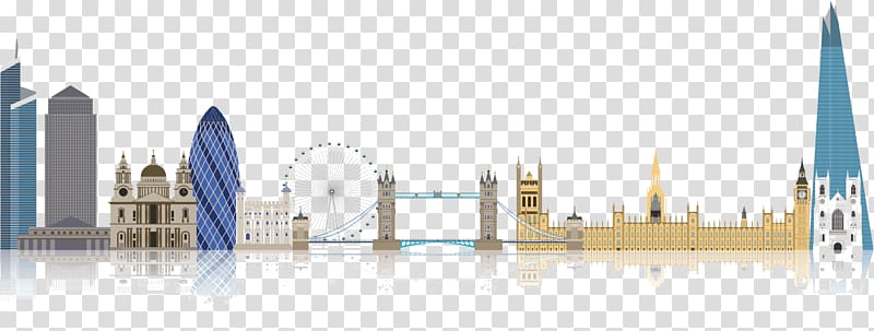 City illustration, London Landmarks transparent background.