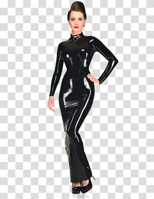 Costume Latex clothing French maid Dress, dress transparent.