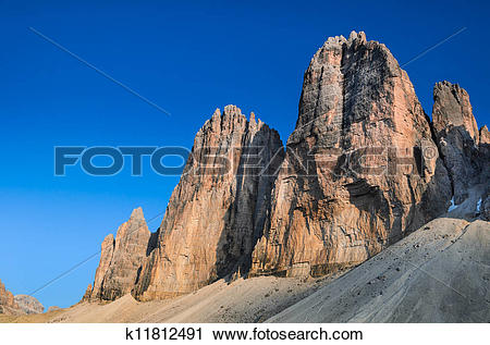 Stock Photography of Tre Cime di Lavaredo, Dolomite Alps k11812491.