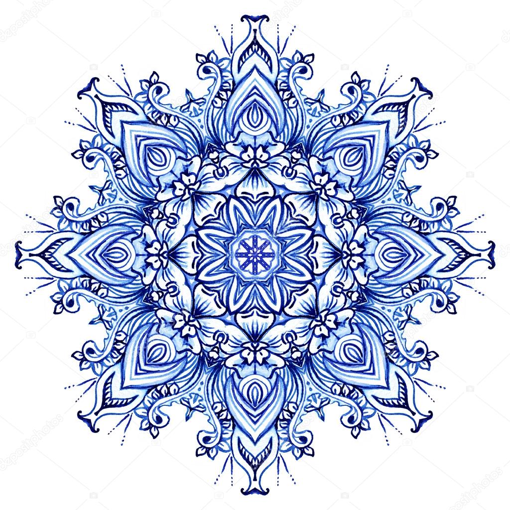 Clipart Watercolor. Doily round lace pattern — Stock Photo.