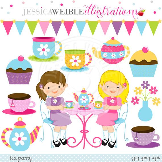 Tea Party Cute Digital Clipart.