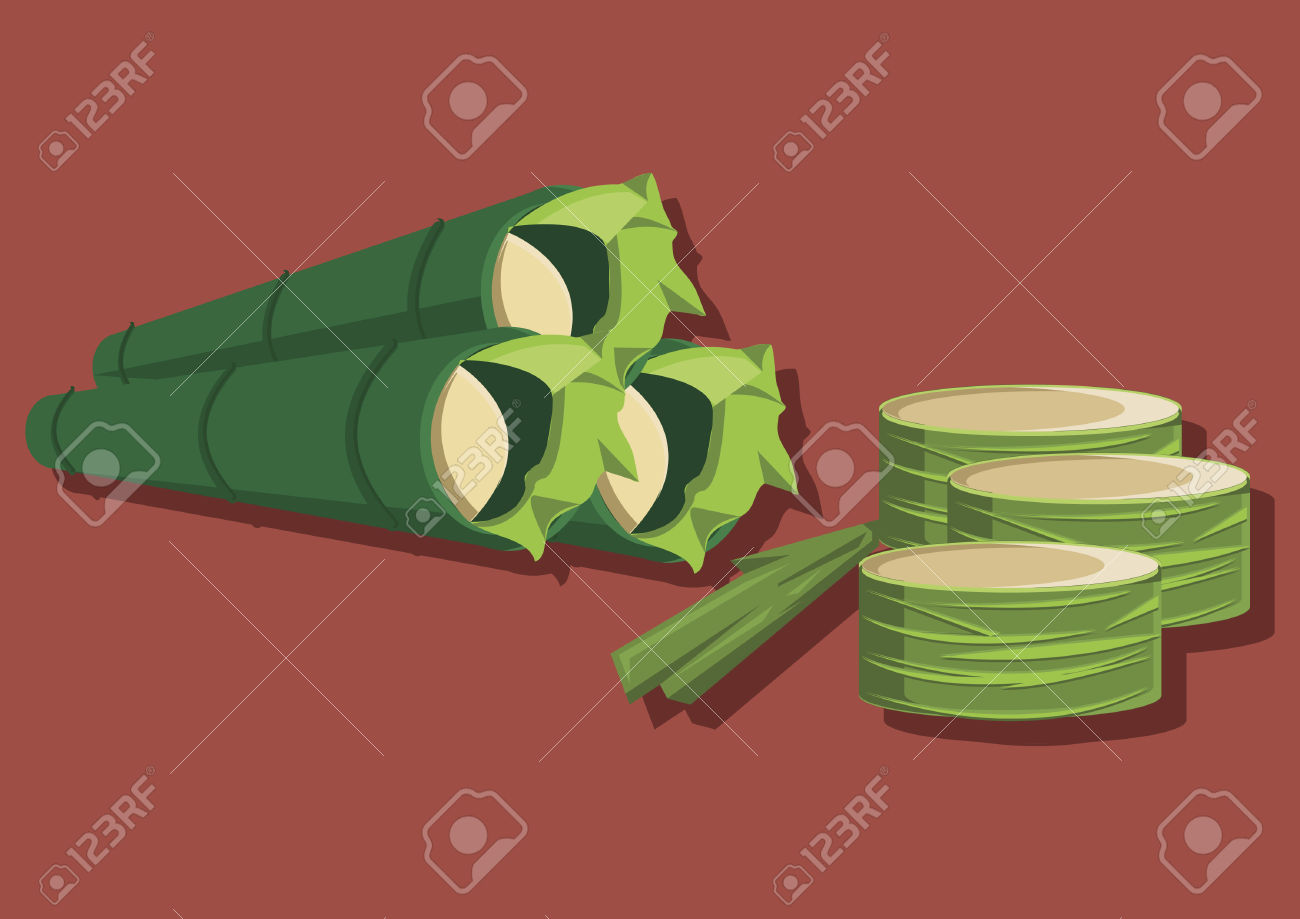 Vector Of Traditional Food Lemang Royalty Free Cliparts, Vectors.