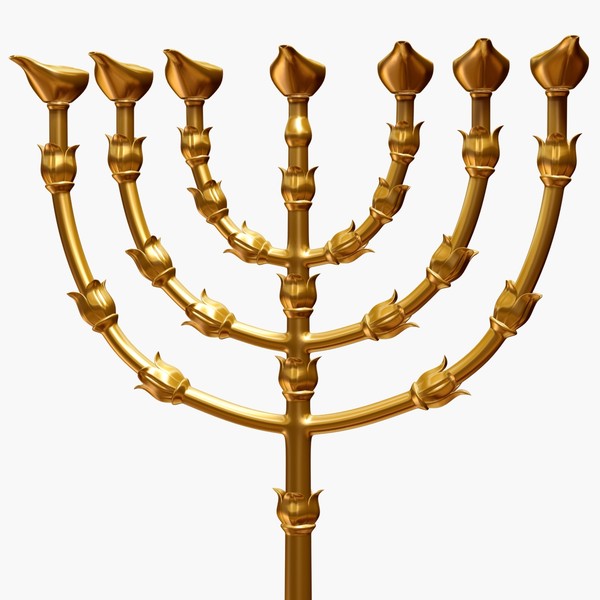 golden lampstand menorah 3d max.