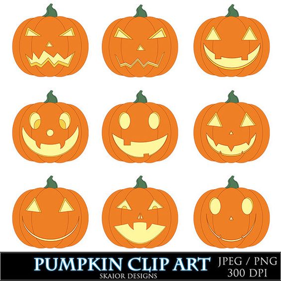 Pumpkin Clipart Halloween Clip Art Digital Jack O Lantern Orange.