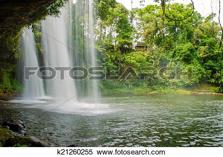 Stock Image of Tad Champee Cave Waterfall, Paksa Champasak South.