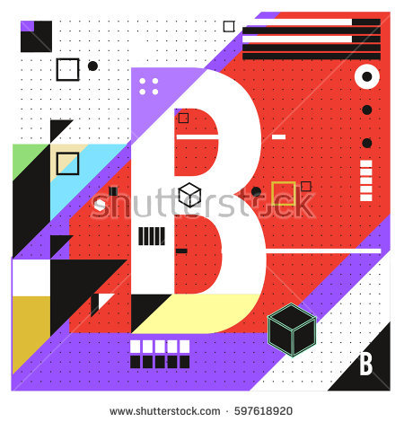 Vector Letter B Memphis Style Geometrical Stock Vector 597684803.