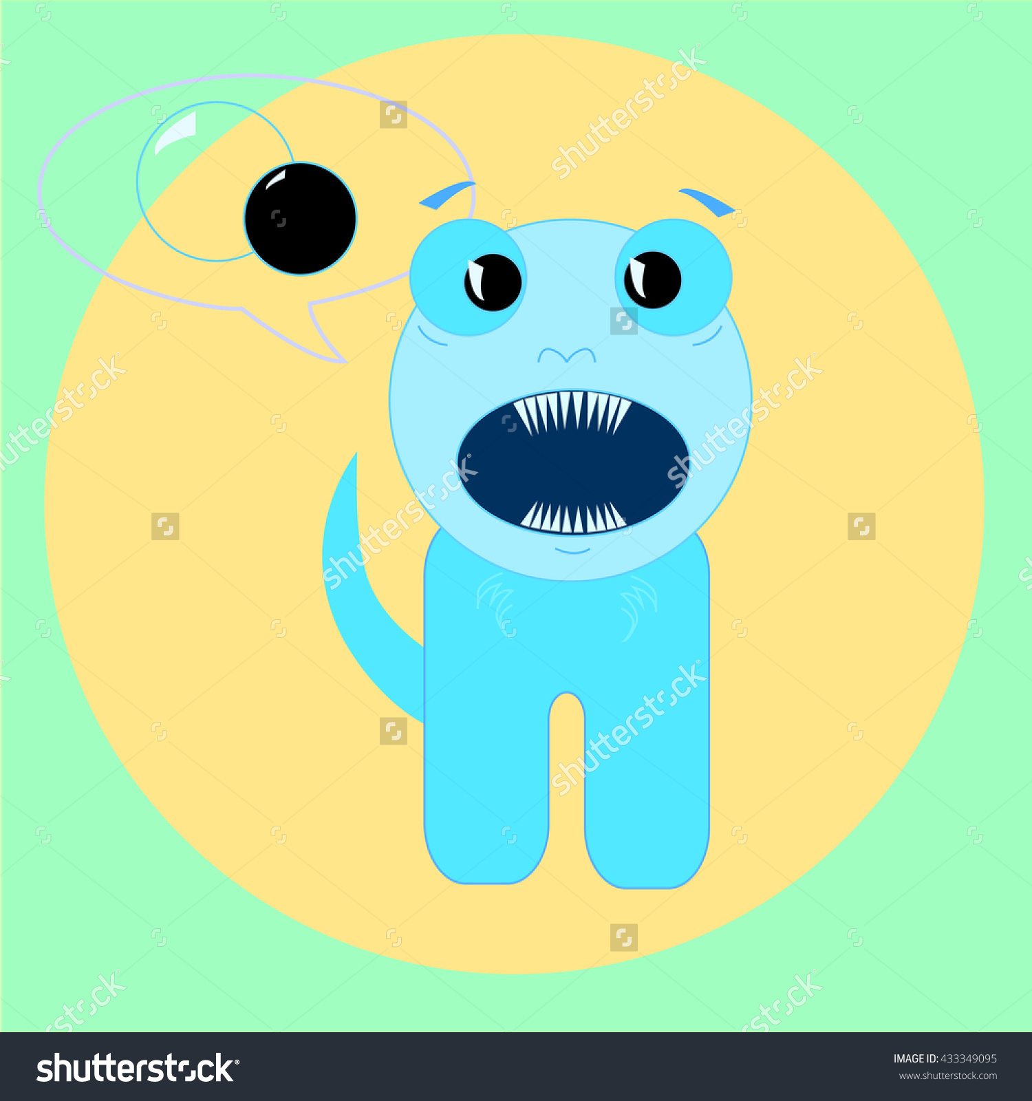 Surprised Little Beast, Cute Monster, Vector Illustration.