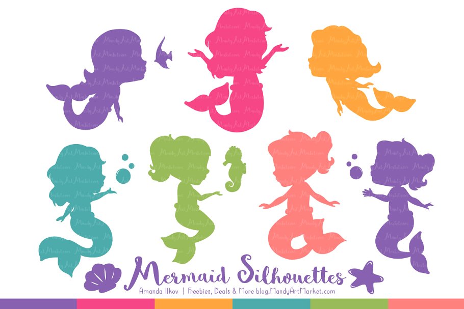 Crayon Box Girl Mermaid Clipart.