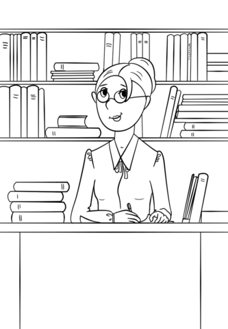 Librarian coloring page.