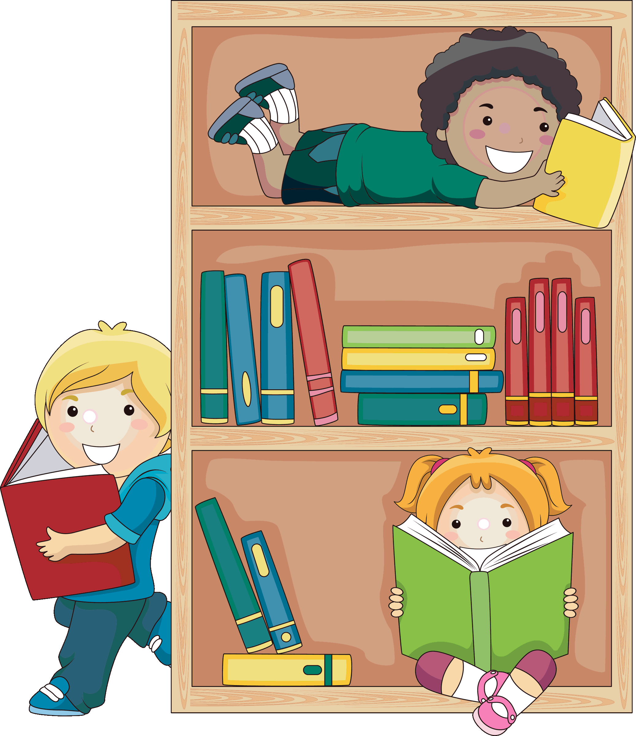 Cartoon Kids Reading.