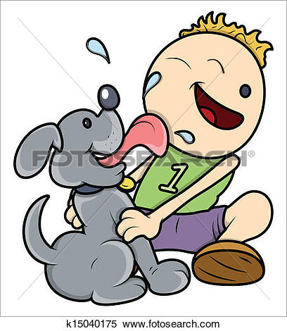 Clip Art of Licking Dog k18970769.