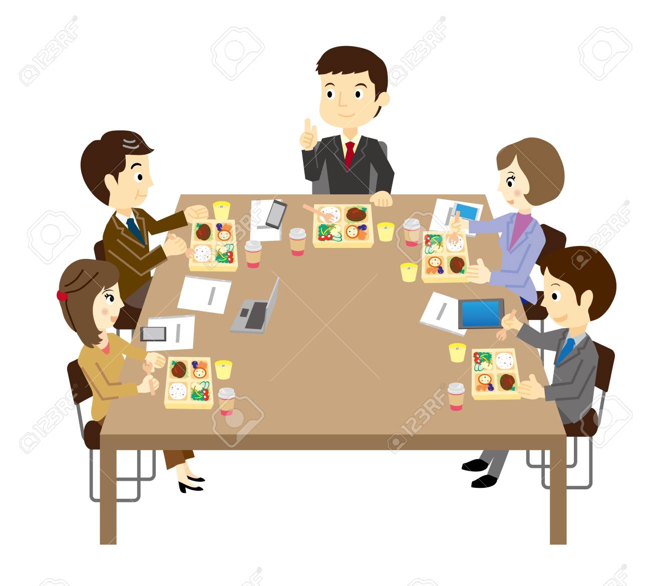 The people who have a lunch meeting.