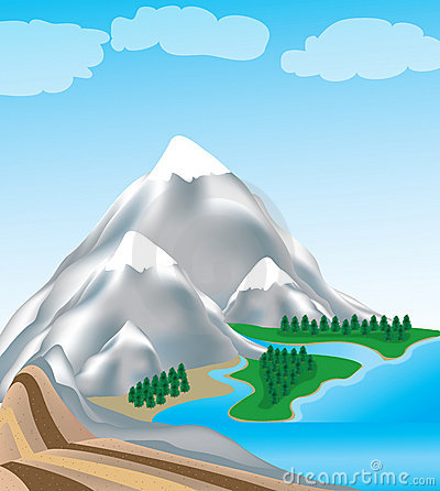 Mountain and sea clipart.