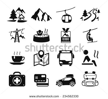 Mountain Hotel Icons Stock Vector 234562330.