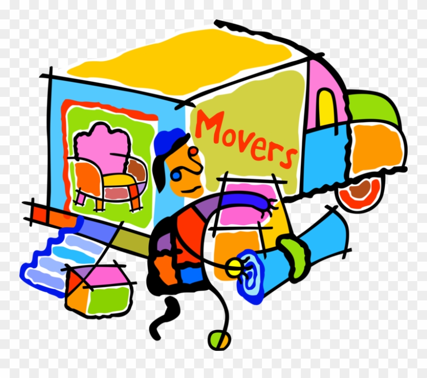 Vector Illustration Of Home Moving Company Mover And.