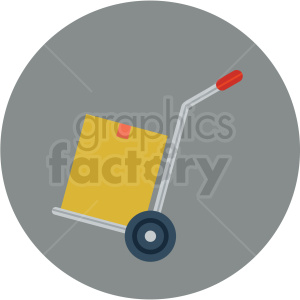 hand moving dolly vector flat icon clipart with circle background .  Royalty.