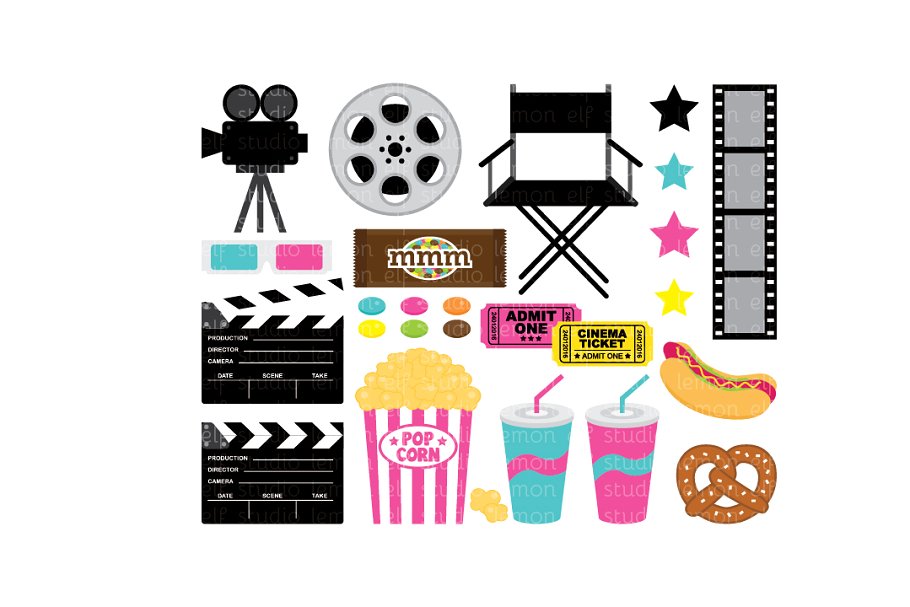 Movie Night Clipart (LES.CL27B).