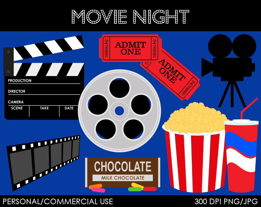 Movie Night Clipart Digital Clip Art Graphics By.