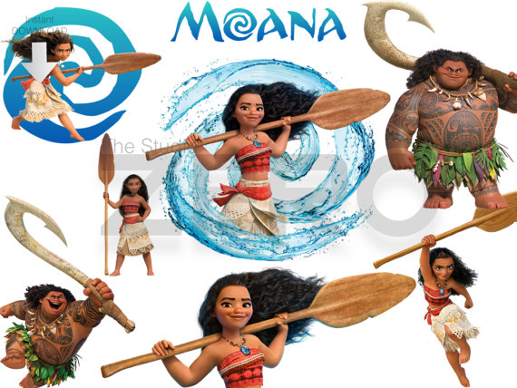 15 Disney Moana, Digital Clipart With Mirror Files, Instant.