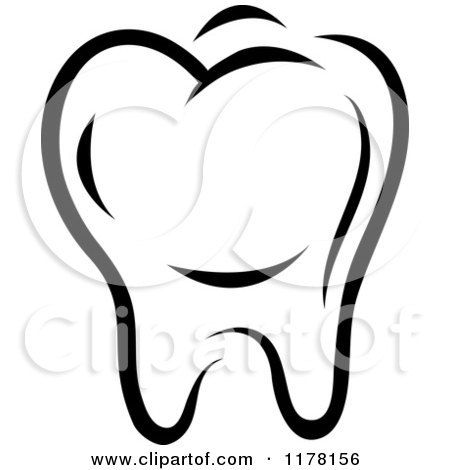 Clipart of a Black and White Molar Tooth 7.