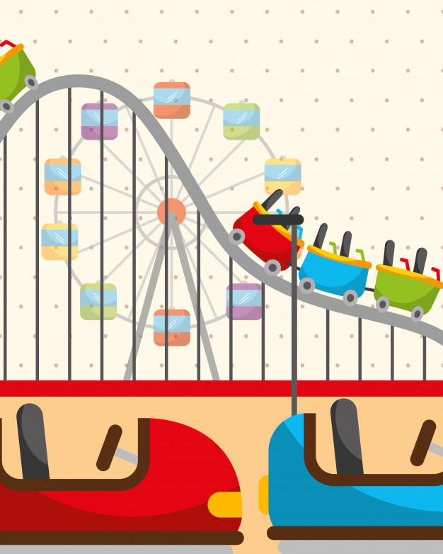 Roller coaster ferris wheel Vector.