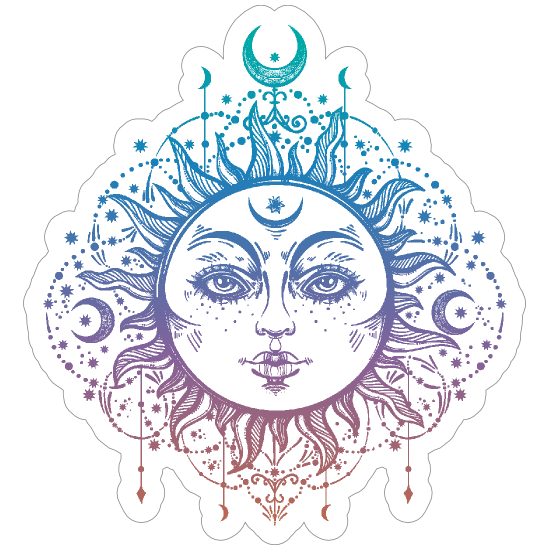 Boho Moon Goddess Sticker.