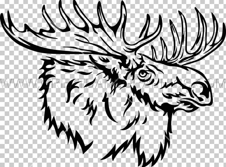 Moose Line Art Drawing Black And White PNG, Clipart, Antler.