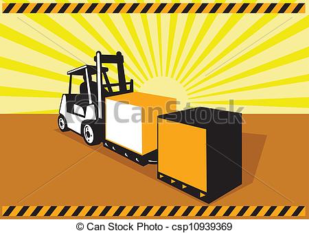 Clipart Vector of Forklift Truck Materials Handling Logistics.