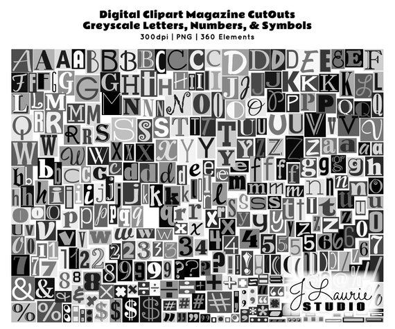 Digital Magazine Cutout Alphabet.