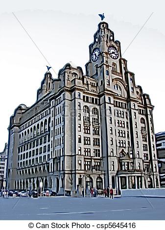 Stock Illustration of Liverpool liver building.