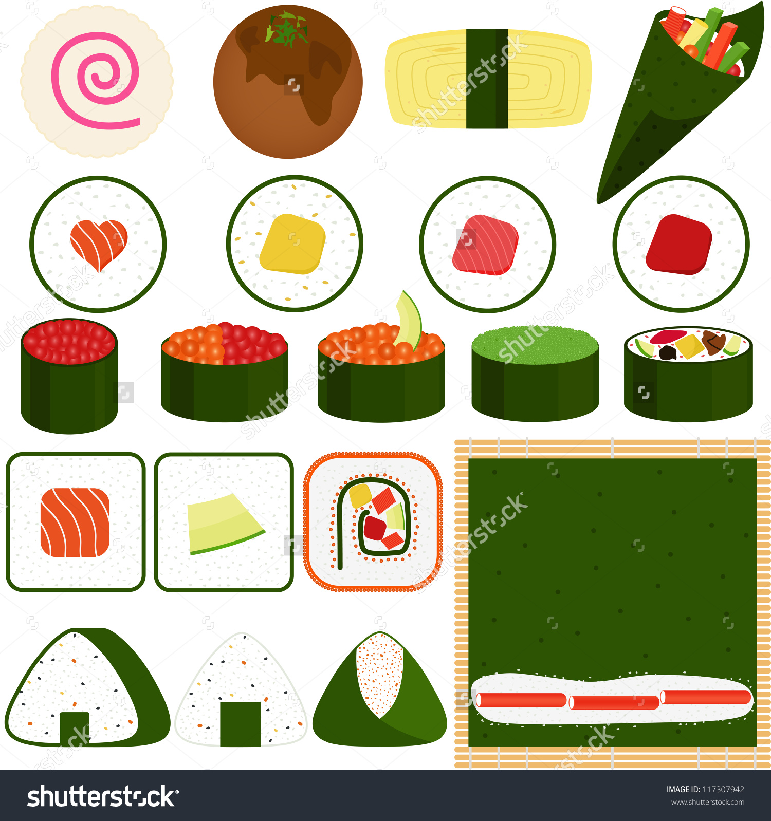 Food Vector Japanese Cuisine Maki Rolled Stock Vector 117307942.