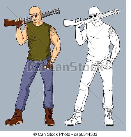 Vector Clipart of man with a gun csp3146320.