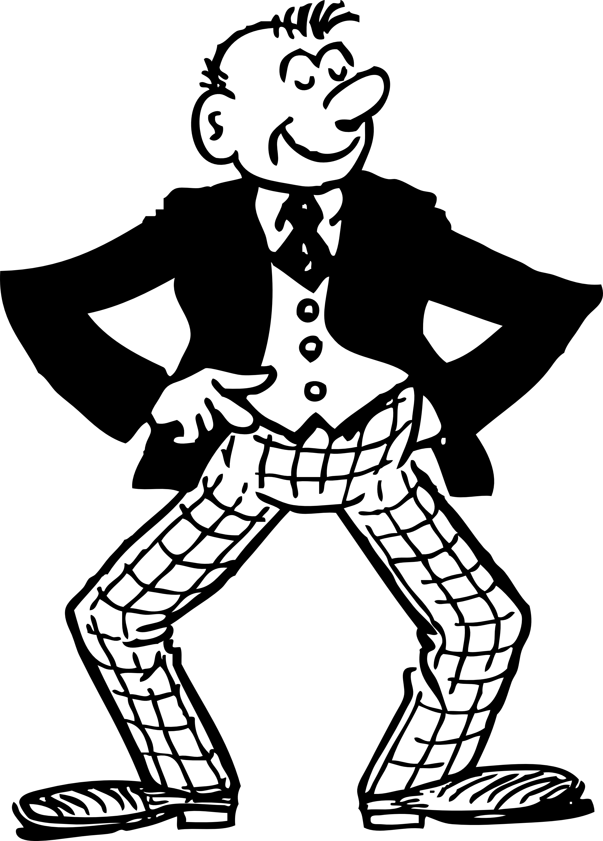 Clipart Illustration Of A Cartoon Retro Man Confidently Waiting.