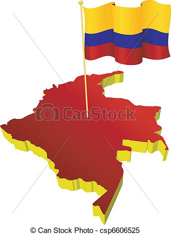 Clipart vectorial de mapa, imagen, Colombia.