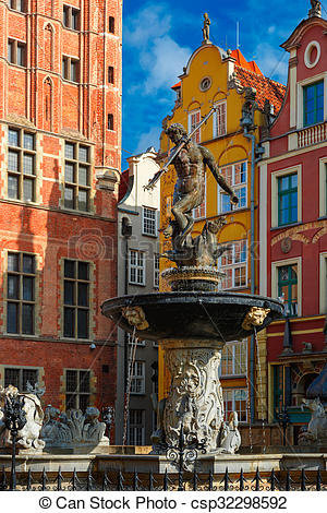 Stock Photographs of Fountain of Neptune on Long Market Street.