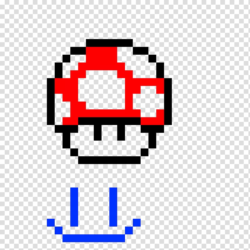 Pixel art Drawing, poison mushroom mario transparent.