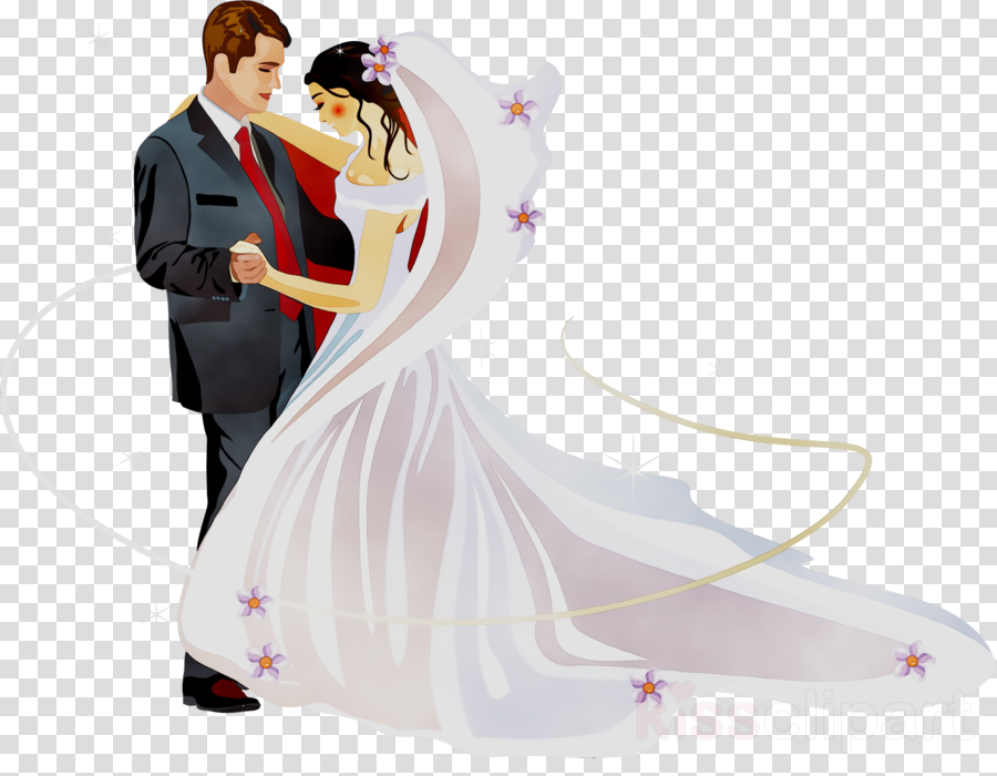 Bride And Groom Cartoon clipart.