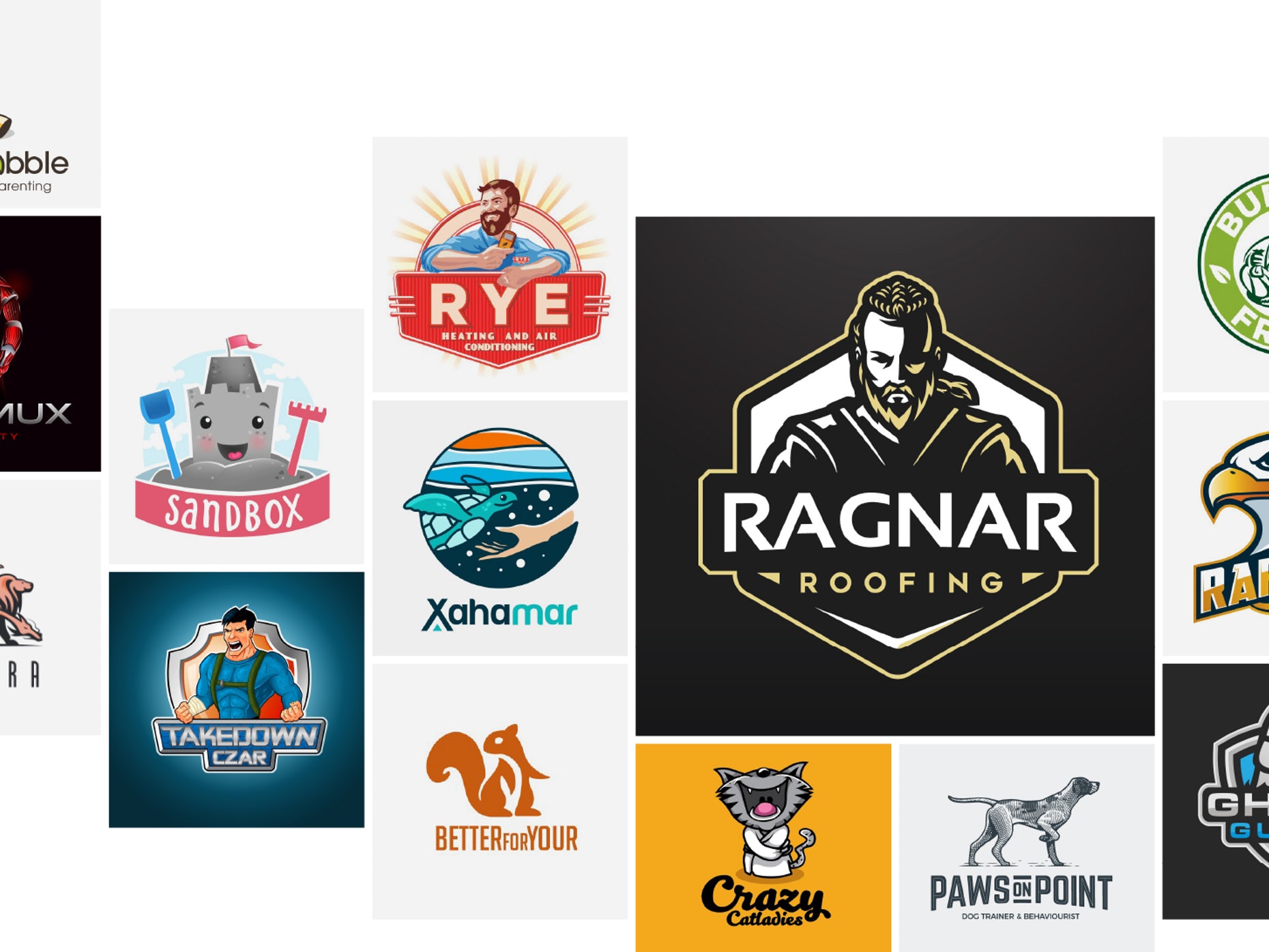 36 mascot logos with their game face on.