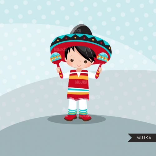 Cinco de Mayo clipart, Mexican mariachi musicians.