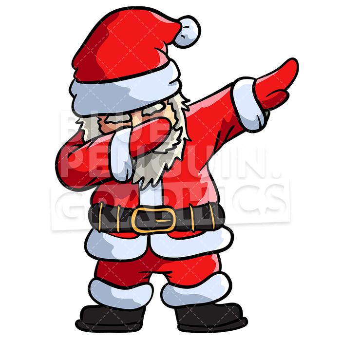 Santa Dabbing Christmas Vector Cartoon Clipart Illustration.