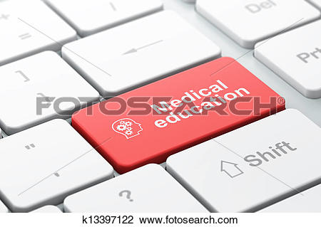 Clip Art of Education concept: computer keyboard with Head With.