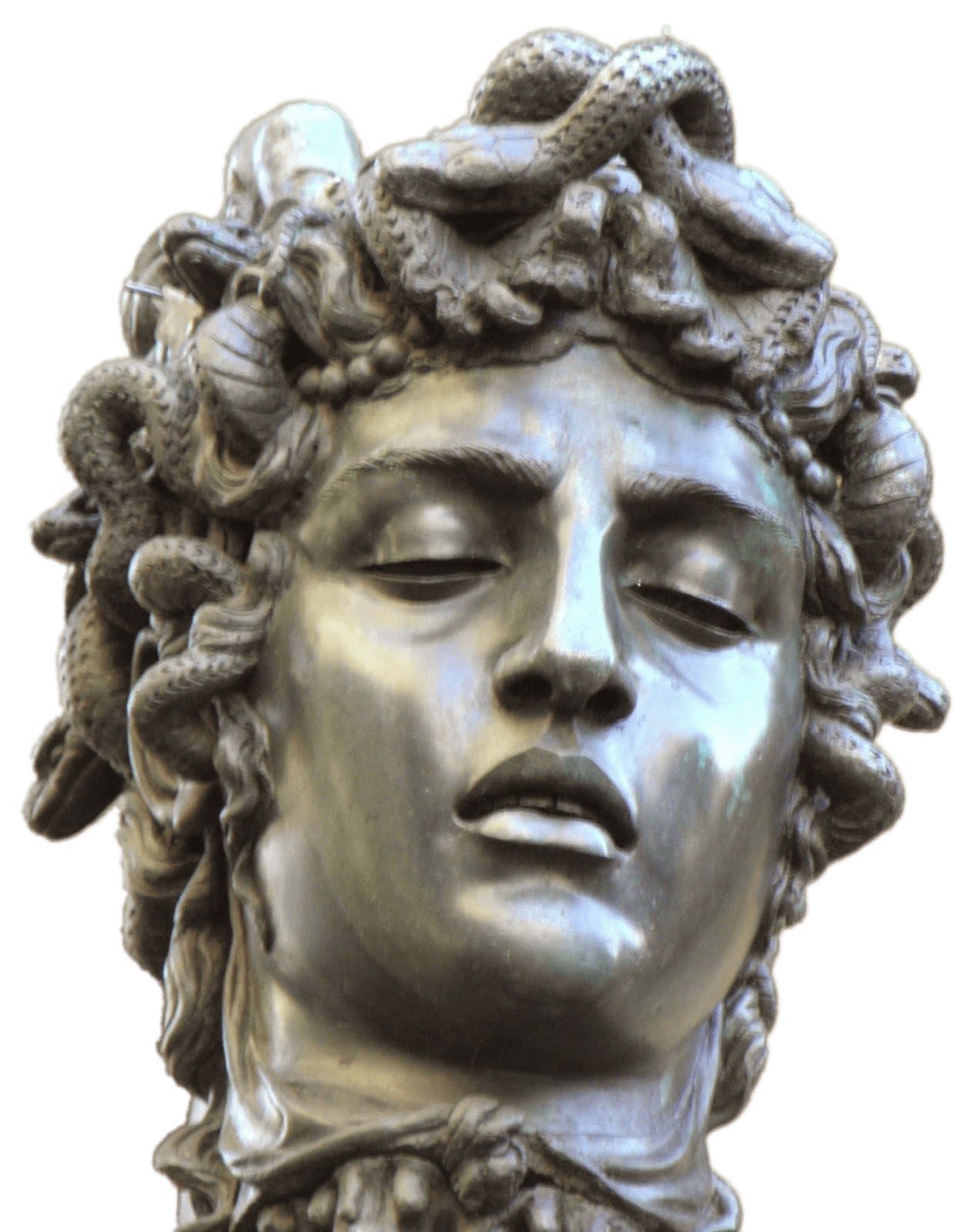 Head Of Medusa With Closed Eyes transparent PNG.