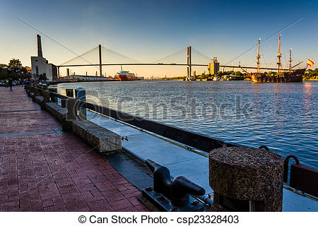 Stock Photography of Talmadge Memorial Bridge over the Savannah.