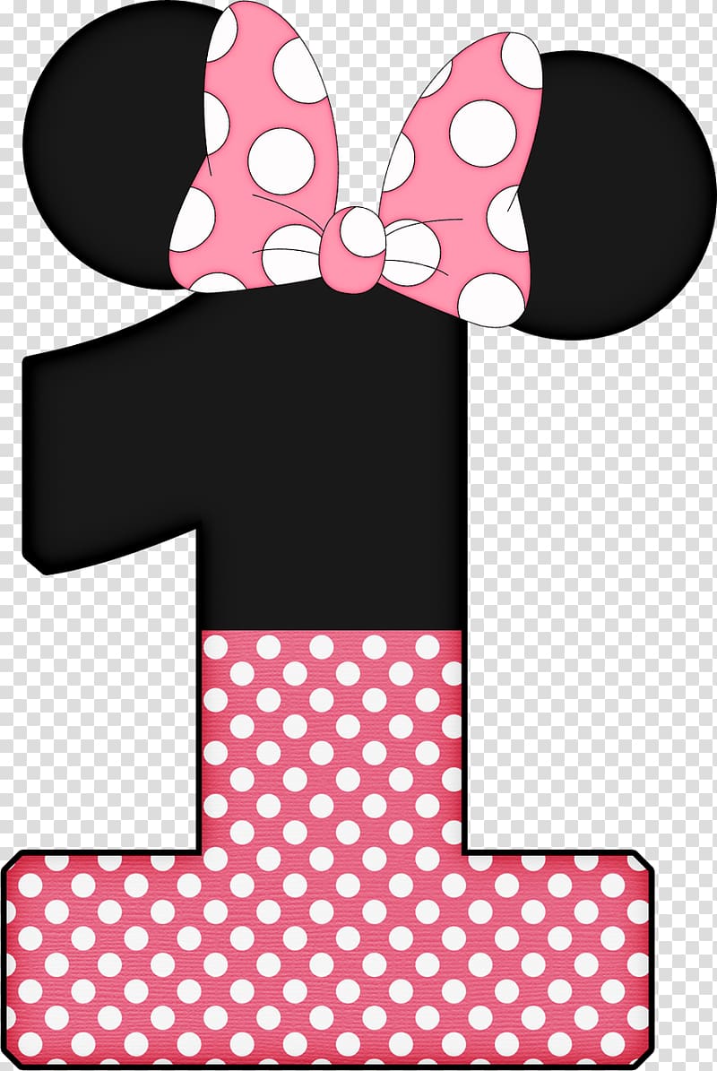 Black and pink Minnie Mouse number 1 illustration, Minnie.