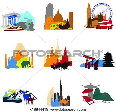 Clip Art of miniatures different countries k18844419.