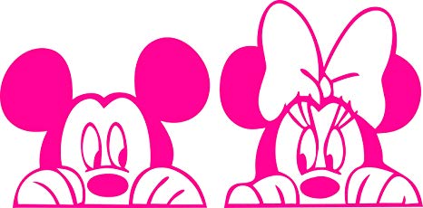 Mickey Mouse & Minnie Mouse Peeking Through Auto Car Window Vinyl Decal  Sticker Bumper Sticker Stick Family All Weather 4 Seasons 15\