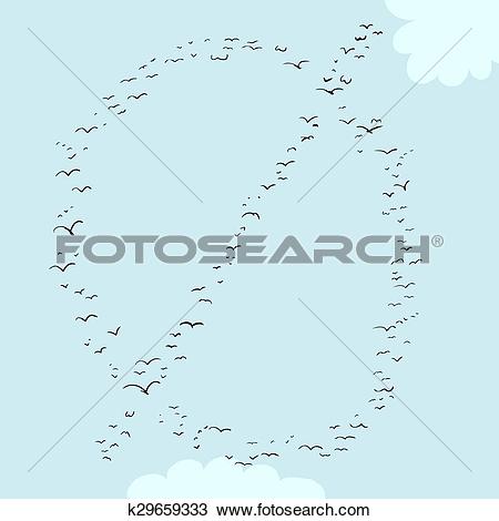 Drawing of Bird Formation In Minuscule O k29659333.