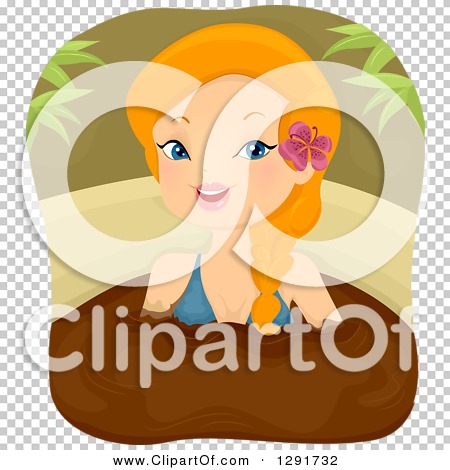 Clipart of a Happy Red Haired Caucasian Woman Soaking in a Mud.