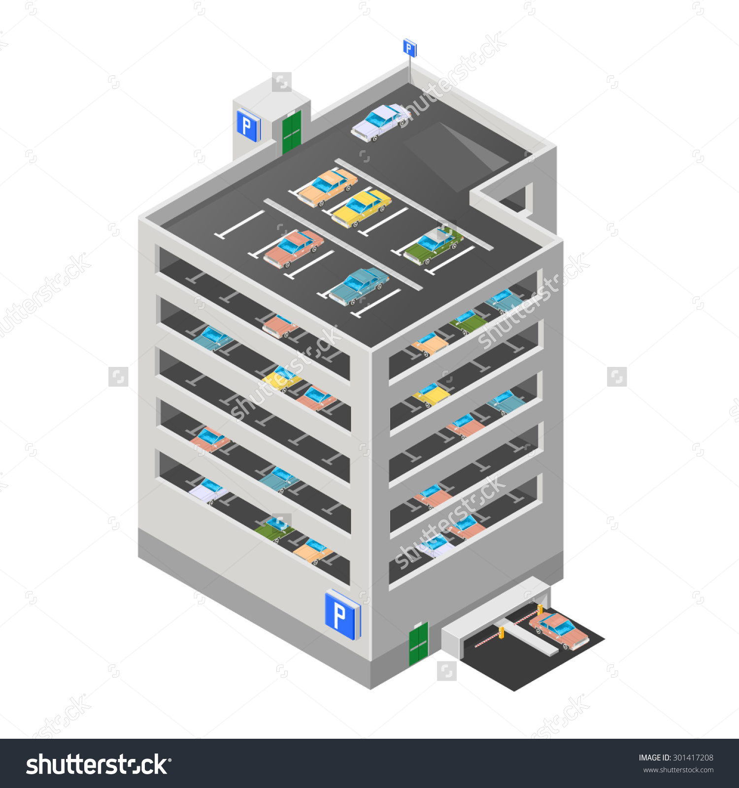 Vector Illustration Multistory Car Park isometric City Stock.